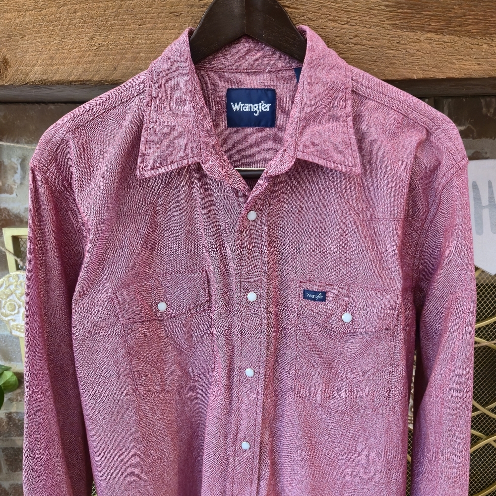 Wrangler Pink Button-Up Western Shirt